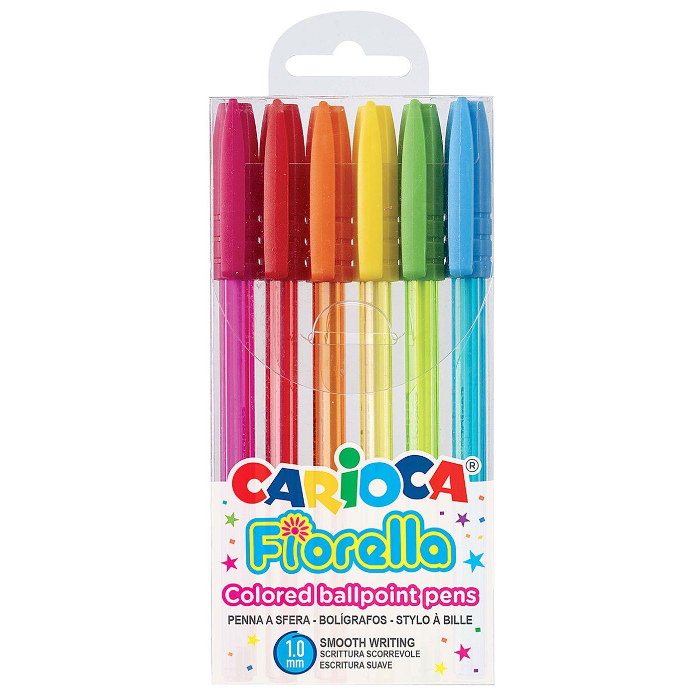 60-702 Zitaget Photo of Στυλό Carioca Fiorella 6 Χρώματα Ballpoint 1.0mm Carioca 42774