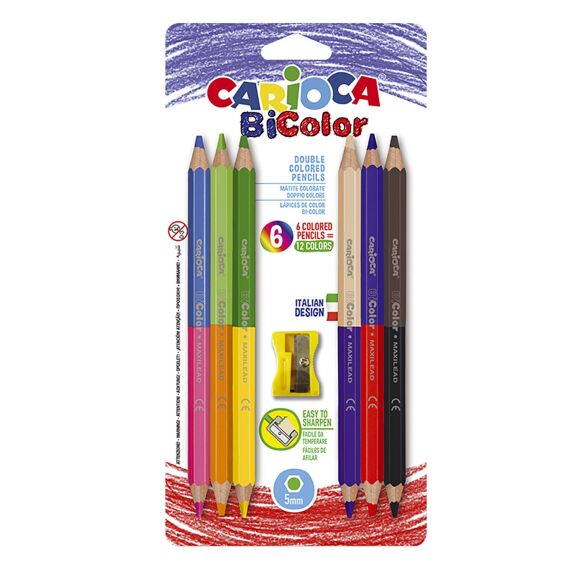 Zitaget Photo of Ξυλομπογιές Jumbo Διπλής Γραφής με Ξύστρα Carioca σετ=6τεμ  Carioca 42264