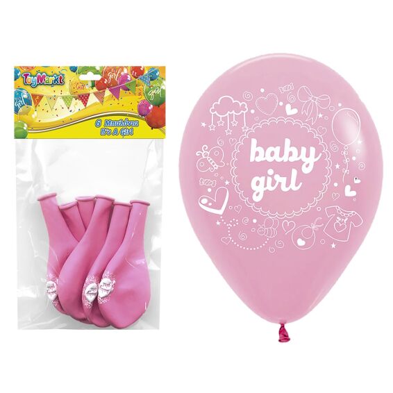 Zitaget Photo of Μπαλόνια 12" 6τεμ Baby Girl 30cm ToyMarkt 911266