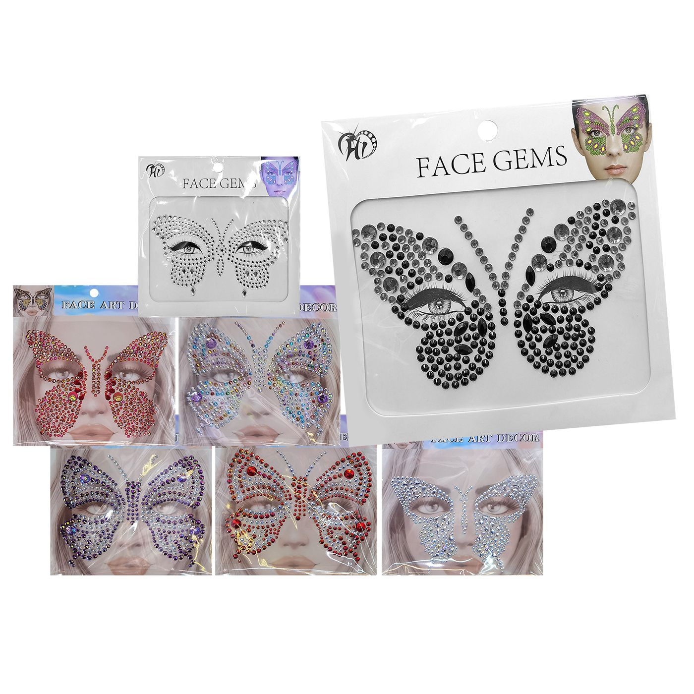 3-2465 Zitaget Photo of Αυτοκόλλητα Προσώπου Πεταλούδα Face Gems 17x17cm Carnavalista 232485
