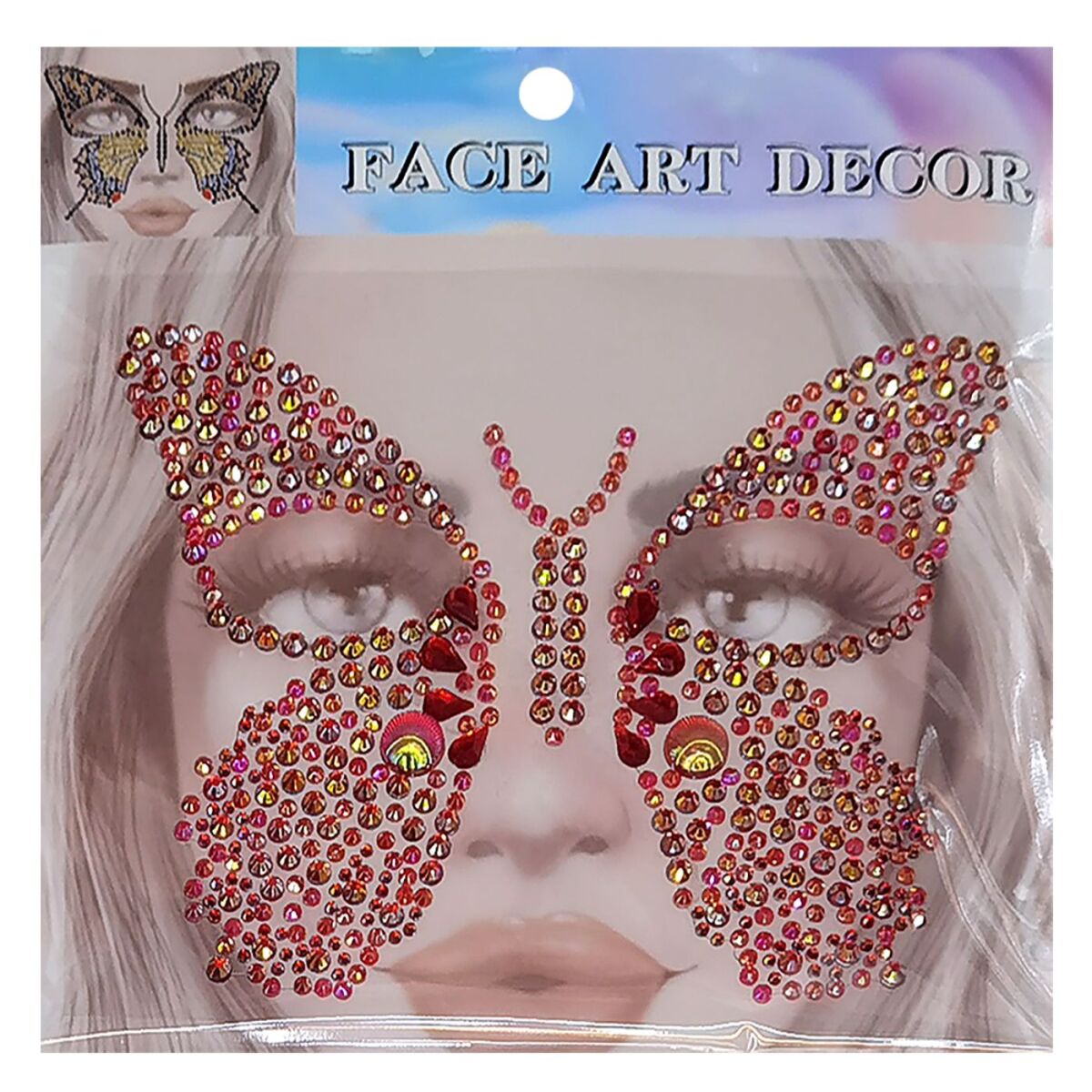 Αυτοκόλλητα Προσώπου Πεταλούδα Face Gems 17x17cm Carnavalista 232485 - 12 τεμ. - Image 2