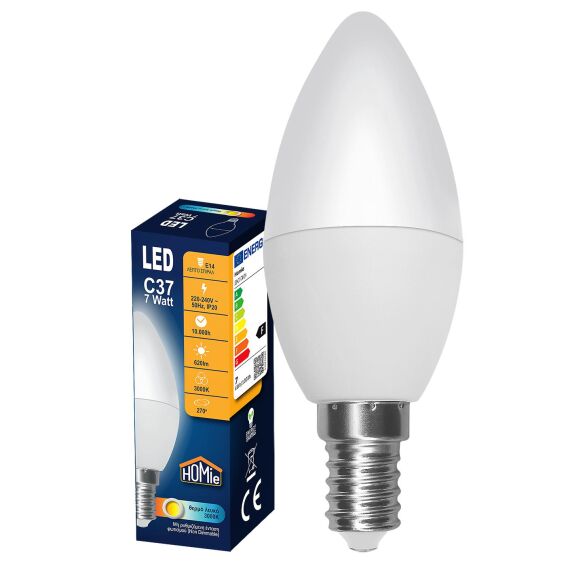 Zitaget Photo of Λάμπα LED C37 Ε14 Θερμό Λευκό 7W  Homie 108534