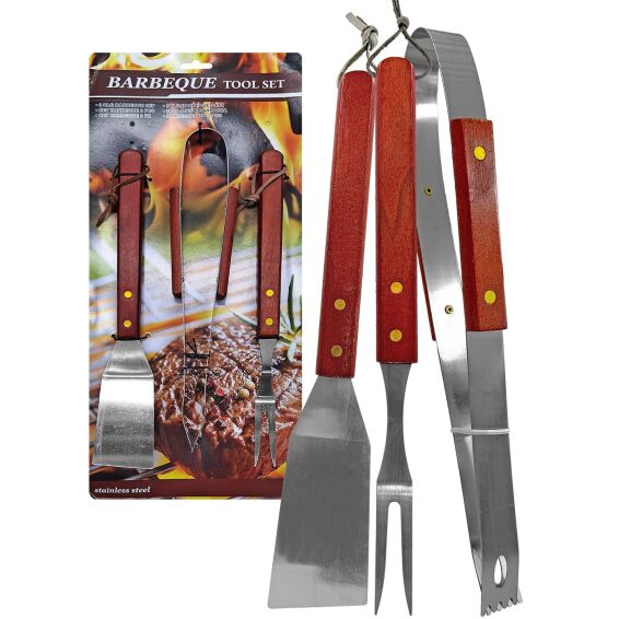 Zitaget Photo of Εργαλεία bbq με Ξύλινη Λαβή σετ=3 τεμ 33cm Homie 1011098