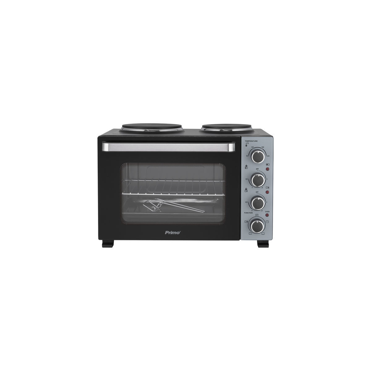 Ηλεκτρικό φουρνάκι με 2 εστίες PREO-40589 PRIMO 35L 3000W Γυάλινη πρόσοψη Μαύρο/Ασημί - Image 2