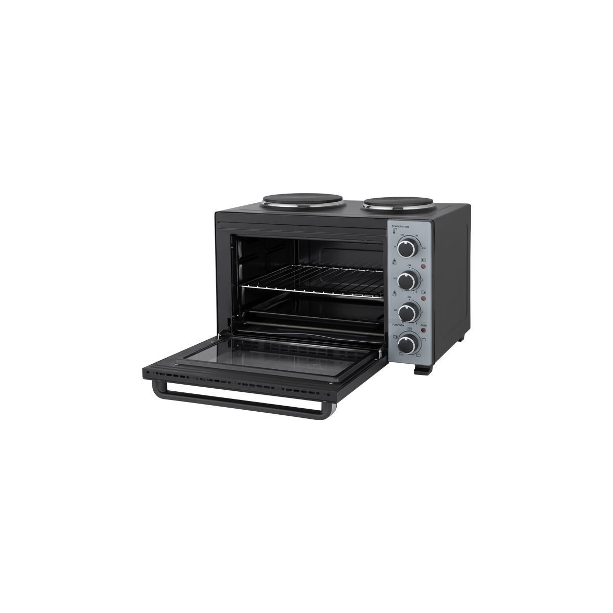 Ηλεκτρικό φουρνάκι με 2 εστίες PREO-40589 PRIMO 35L 3000W Γυάλινη πρόσοψη Μαύρο/Ασημί - Image 3