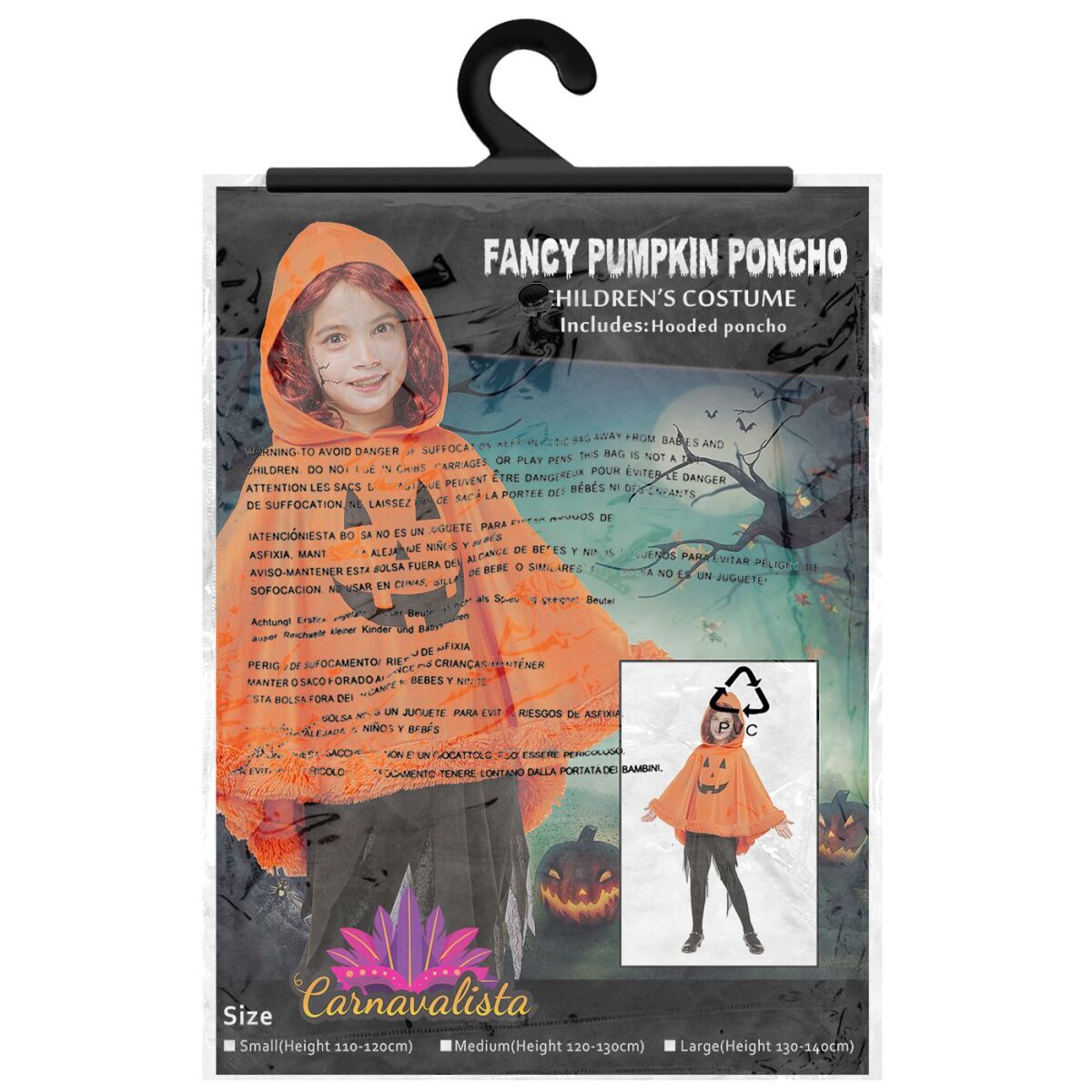 Στολή Παιδικη Πόντσο Κολοκύθα Halloween  Carnavalista 232541 - Image 3