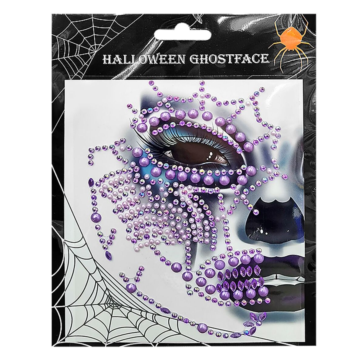 Αυτοκόλλητα Προσώπου Face Gems Μέσα Νεκροκεφαλή 20x14cm Carnavalista 232653 - 12 τεμ. - Image 2