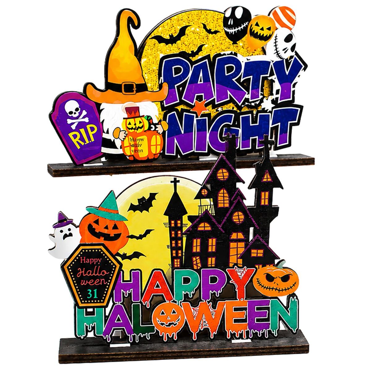Επιτραπέζιο Ξύλινο Διακοσμητικό Halloween Παραστάσεις 18x15cm Carnavalista 232840 - Image 2