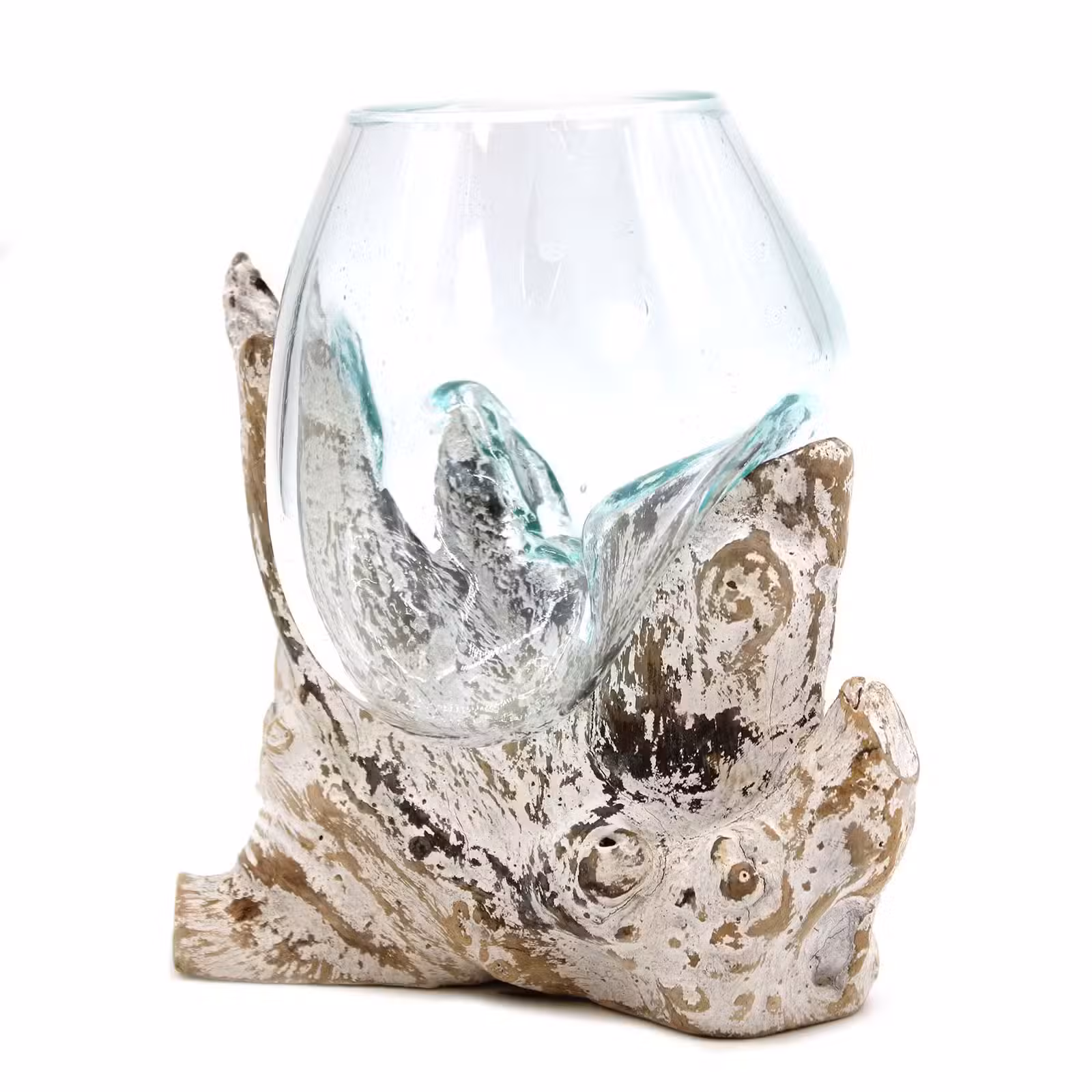 6 Molten Glass on Whitewash Wood - Medium Bowl - Image 1