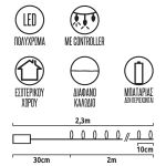 20 Λαμπάκια LED Μπαταρίας Νεκροκεφαλές Πολύχρωμα με Controller IP20 2,3m Xmasfest 1133889 - Image 3