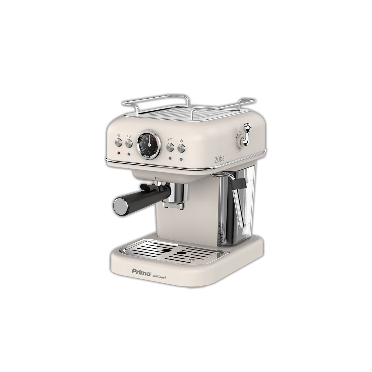 Μηχανή Καφέ Espresso PREM-40445 Primo Eco 20Bar 3σε1 Αναλογικό καντράν θερμοκρασίας Ιβουάρ-Chrome - Image 2