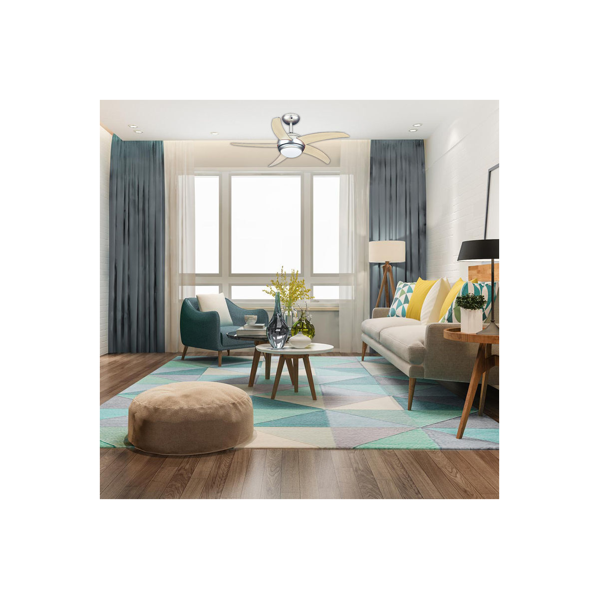 Ανεμιστήρας Οροφής PRCF-80283 Primo 44'' 110εκ. Με Τηλεχειριστήριο 1Φως 5Φτερά Οξιά - Image 3