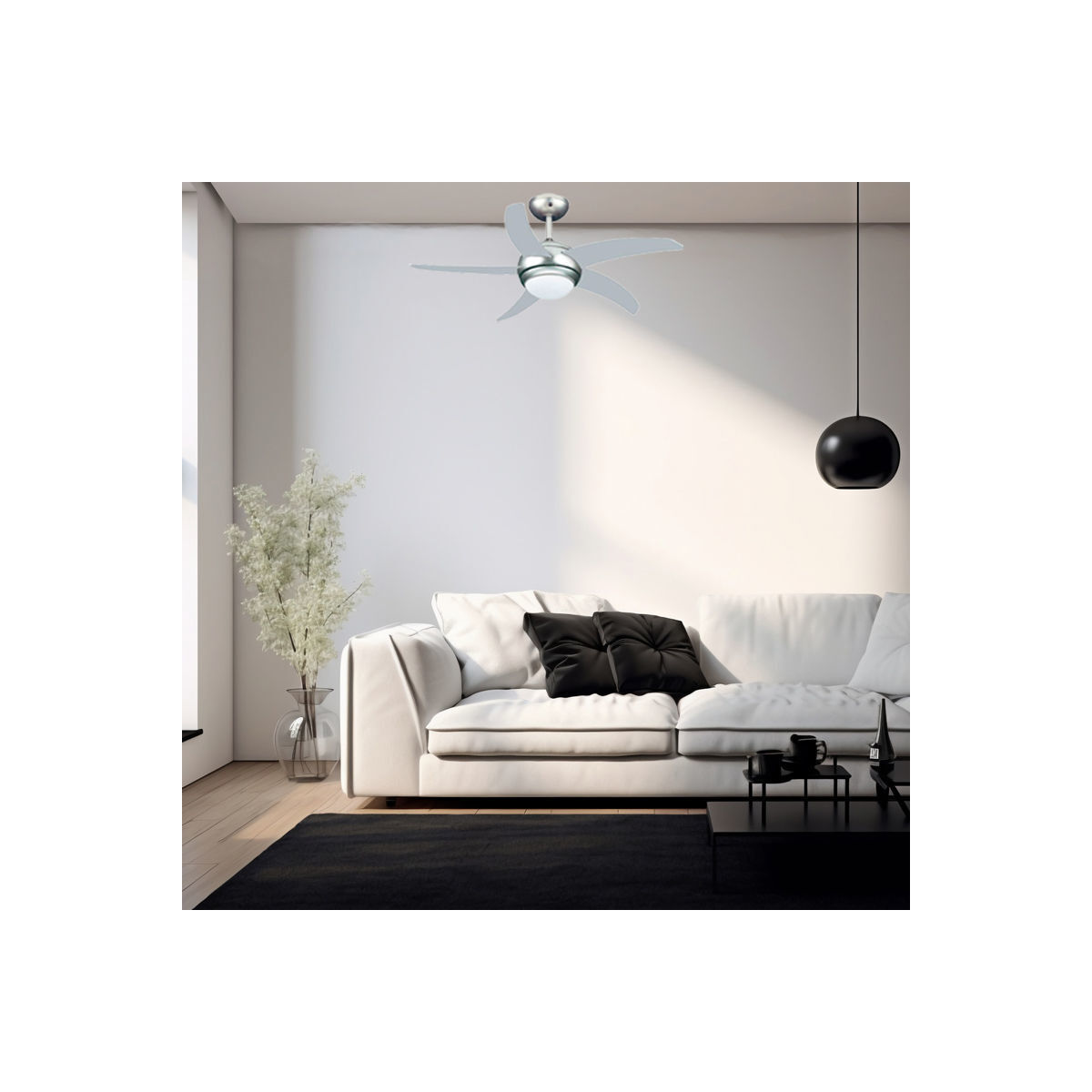 Ανεμιστήρας Οροφής PRCF-80425 Primo 44'' 110εκ. Με Τηλεχειριστήριο 1Φως 5Φτερά Ασημί - Image 3
