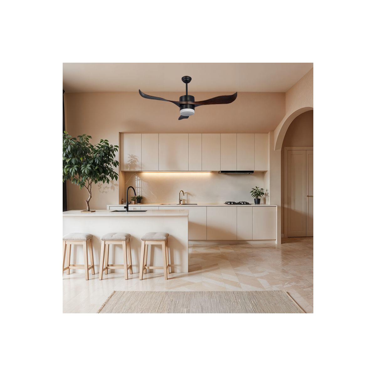 Ανεμιστήρας Οροφής PRCF-80437 Primo DC 56'' 142εκ. Με Τηλεχειριστήριο 1Φως LED 3Φτερά Μαύρο/Καφέ - Image 3