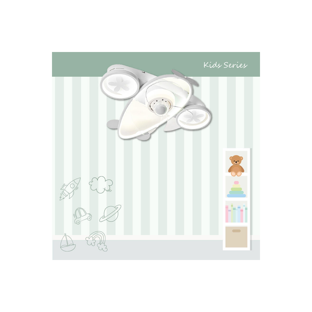 Ανεμιστήρας Οροφής PRCF-80677 Primo Kids Series DC 26'' 65εκ. Με Τηλεχειριστήριο 2 Φώτα LED - Image 3