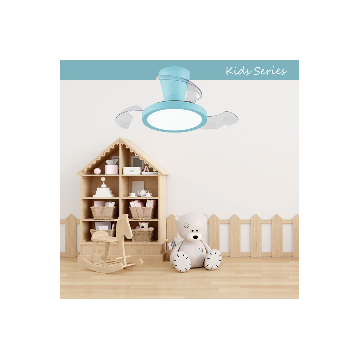 Ανεμιστήρας Οροφής PRCF-80685 Primo Kids Series DC 26'' 65εκ. Με Τηλεχειριστήριο 1 Φως LED 3Φτερά Μπλέ - Image 3