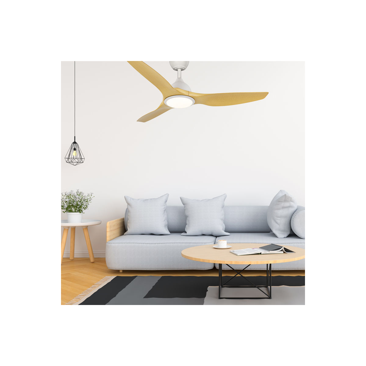 Ανεμιστήρας Οροφής PRCF-80726 Primo 52'' 132εκ. Με Τηλεχειριστήριο 1Φως LED 3Φτερά Λευκός-Ξύλο - Image 3