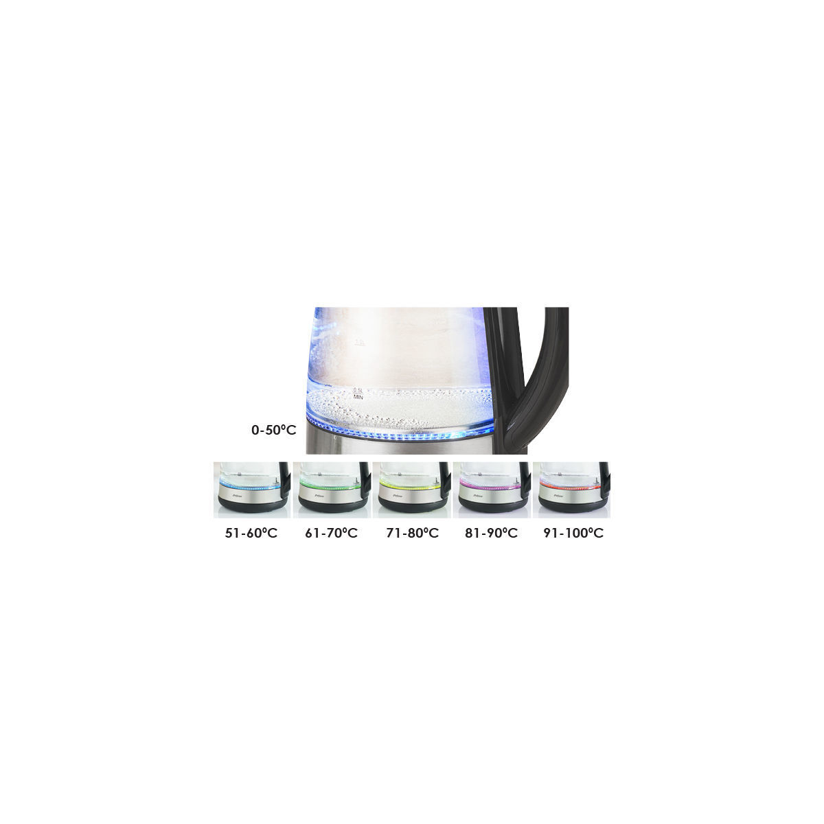 Βραστήρας PRCK-40497 Primo 1.7L 2200W Digital Γυάλινος Inox/Μαύρος - Image 2