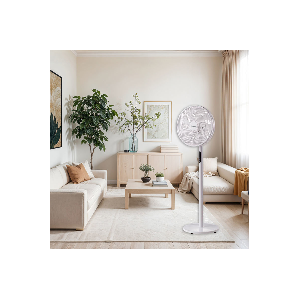 Ανεμιστήρας Ορθοστάτης PRSF-80645 Primo 16'' 40εκ. Με Τηλεχειριστήριο 9Φτερά Λευκός 2 σε 1 - Image 2