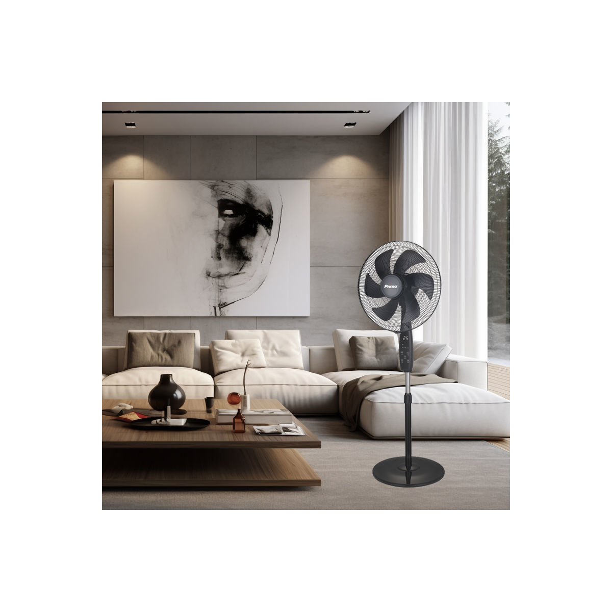 Ανεμιστήρας Ορθοστάτης PRSF-80698D Primo 18'' 45εκ. Με Τηλεχειριστήριο και DC μοτέρ 6Φτερά Μαύρος - Image 2