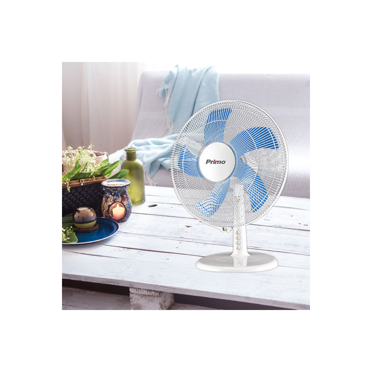 Ανεμιστήρας Επιτραπέζιος PRTF-80445 Primo 16'' 40εκ. Λευκός-Μπλε - Image 2